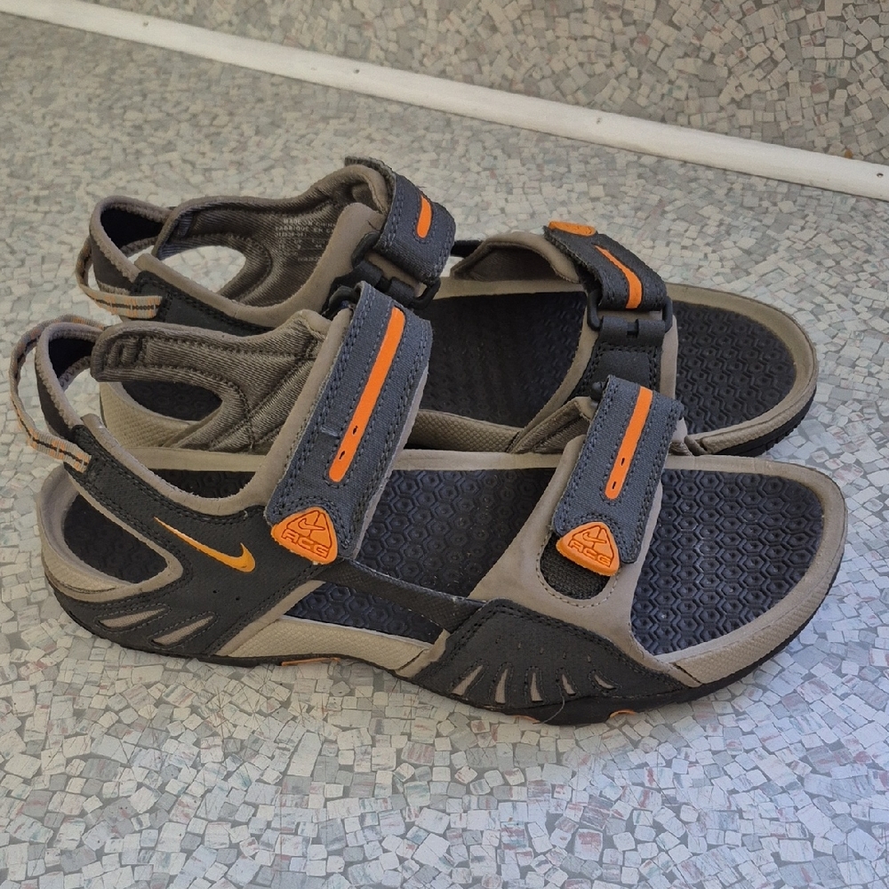 Nike Men's Blue and Orange ACG Santiam 4 model Sandals.